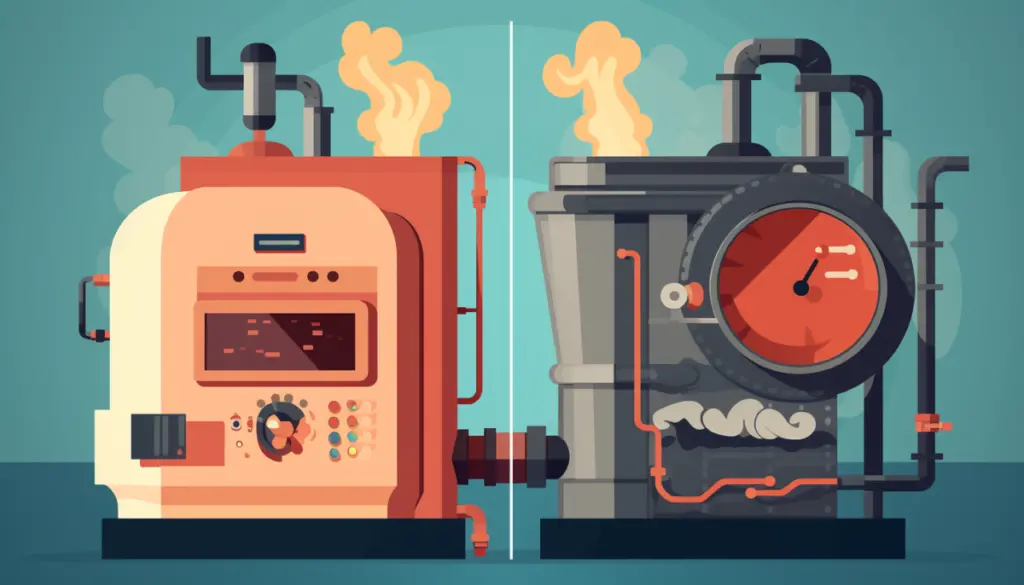 A boiler and a furnace